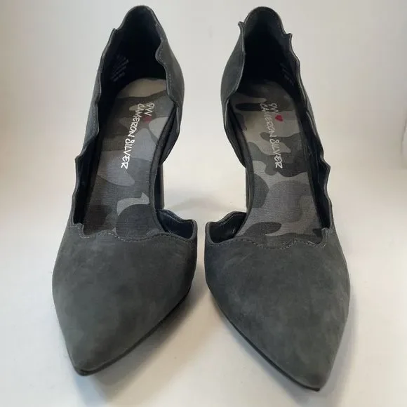 Nine West by Cameron Silver Johnny Pumps Women's Size 6 Grey Suede 3.9 Inch Heel - Picture 12 of 14